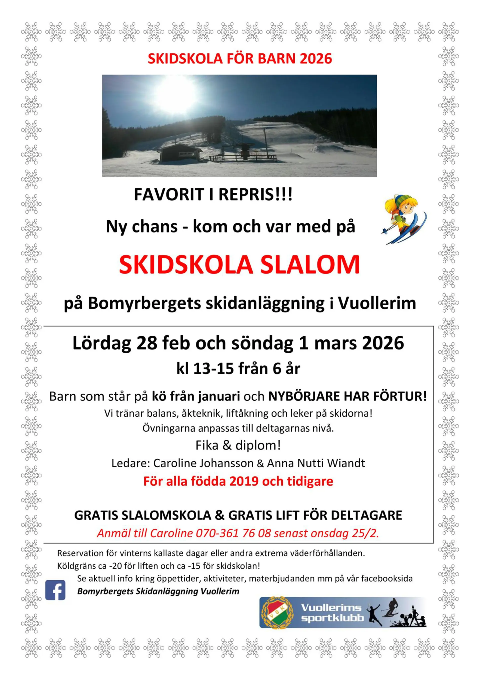 Information om skidskolan på Bomyrberget