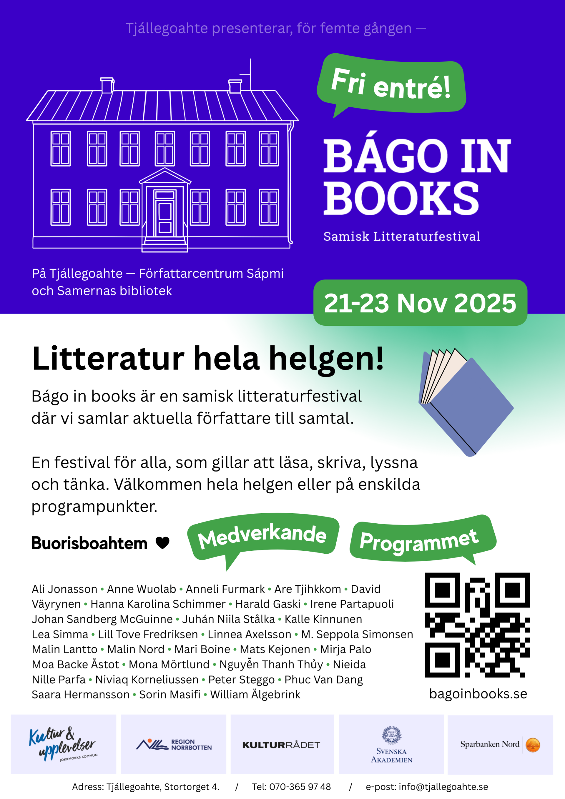 Affisch för litteraturfestivalen Bágo in books 2025