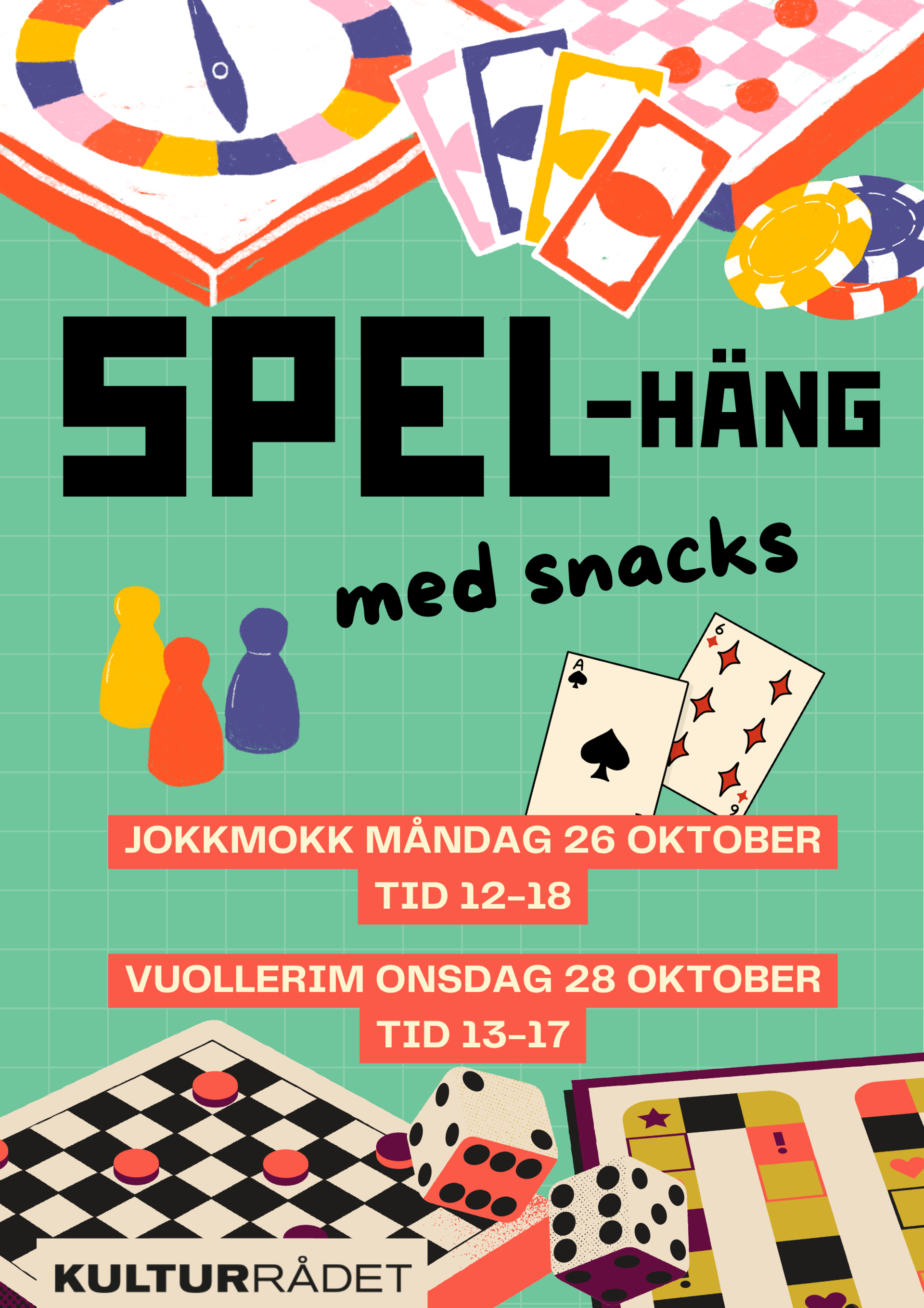 Välkommen på Spelhäng i Jokkmokk och Vuollerim - affisch