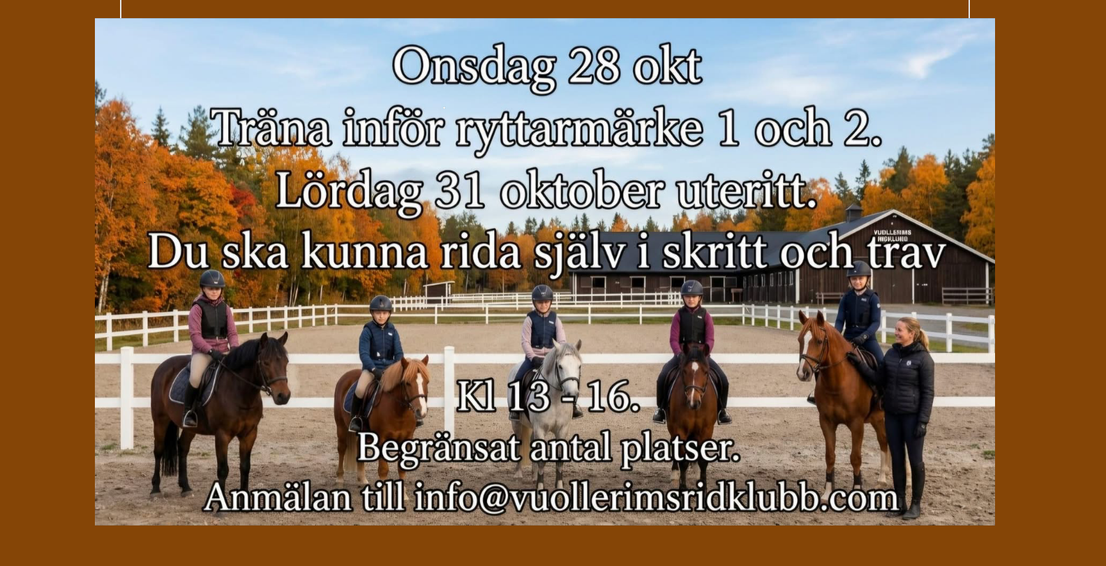 Höstlov på Vuollerims ridklubb: Träna inför ryttarmärken
