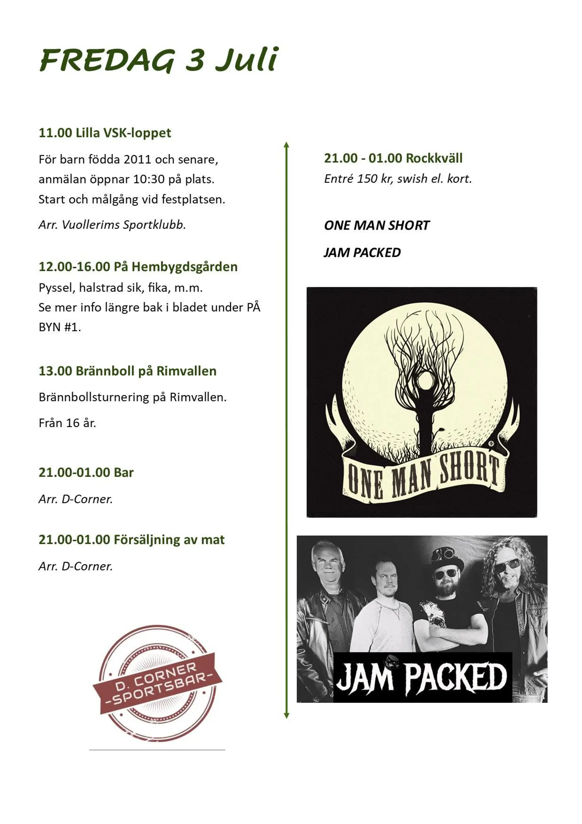 Program för fredag 3 juli