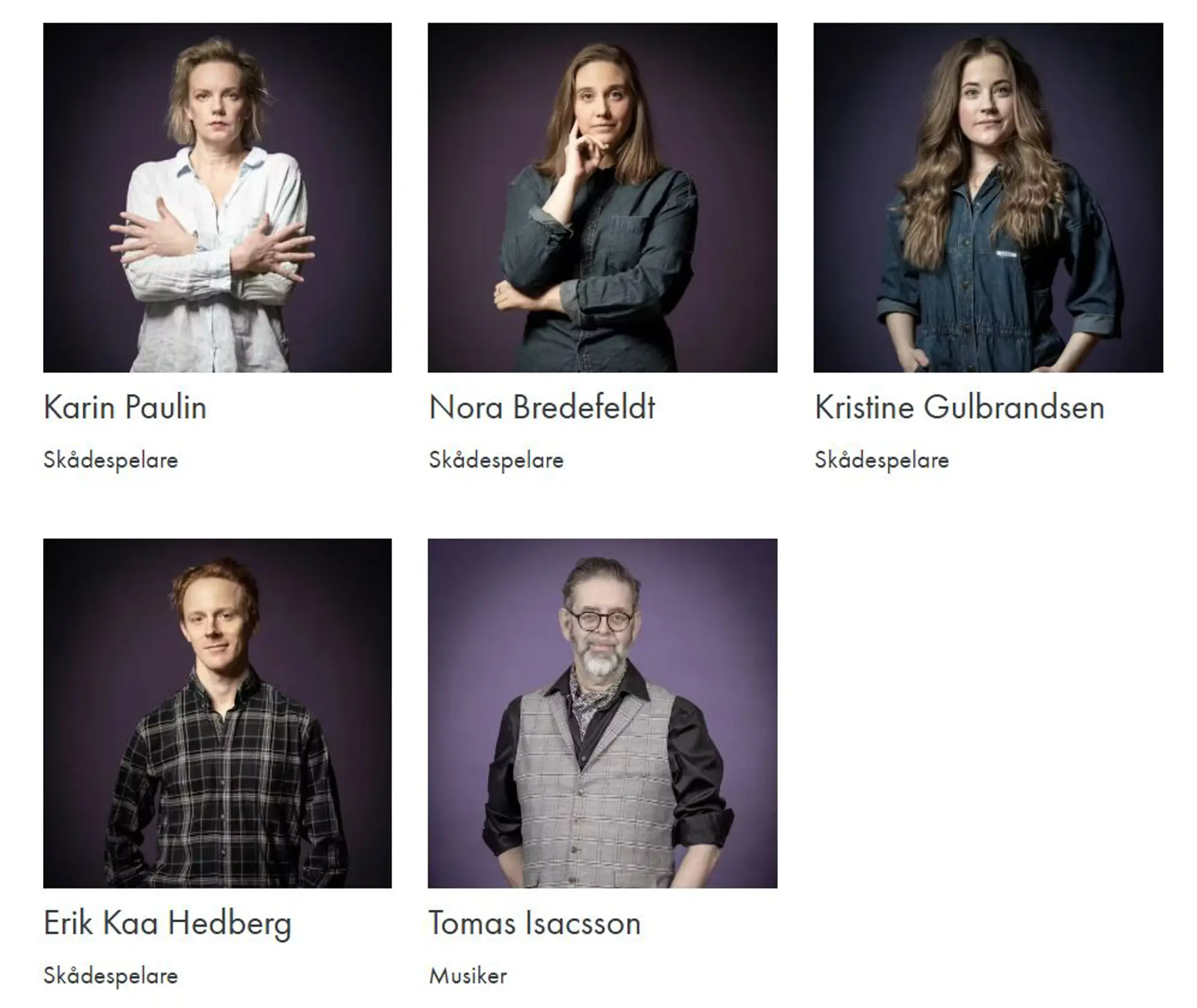 Medverkande skådespelare och musiker i föreställningen Kabaré Solstugan
