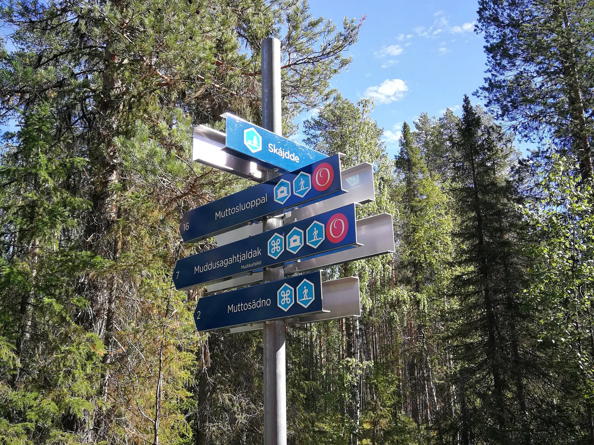 Skylt i Muddus nationalpark