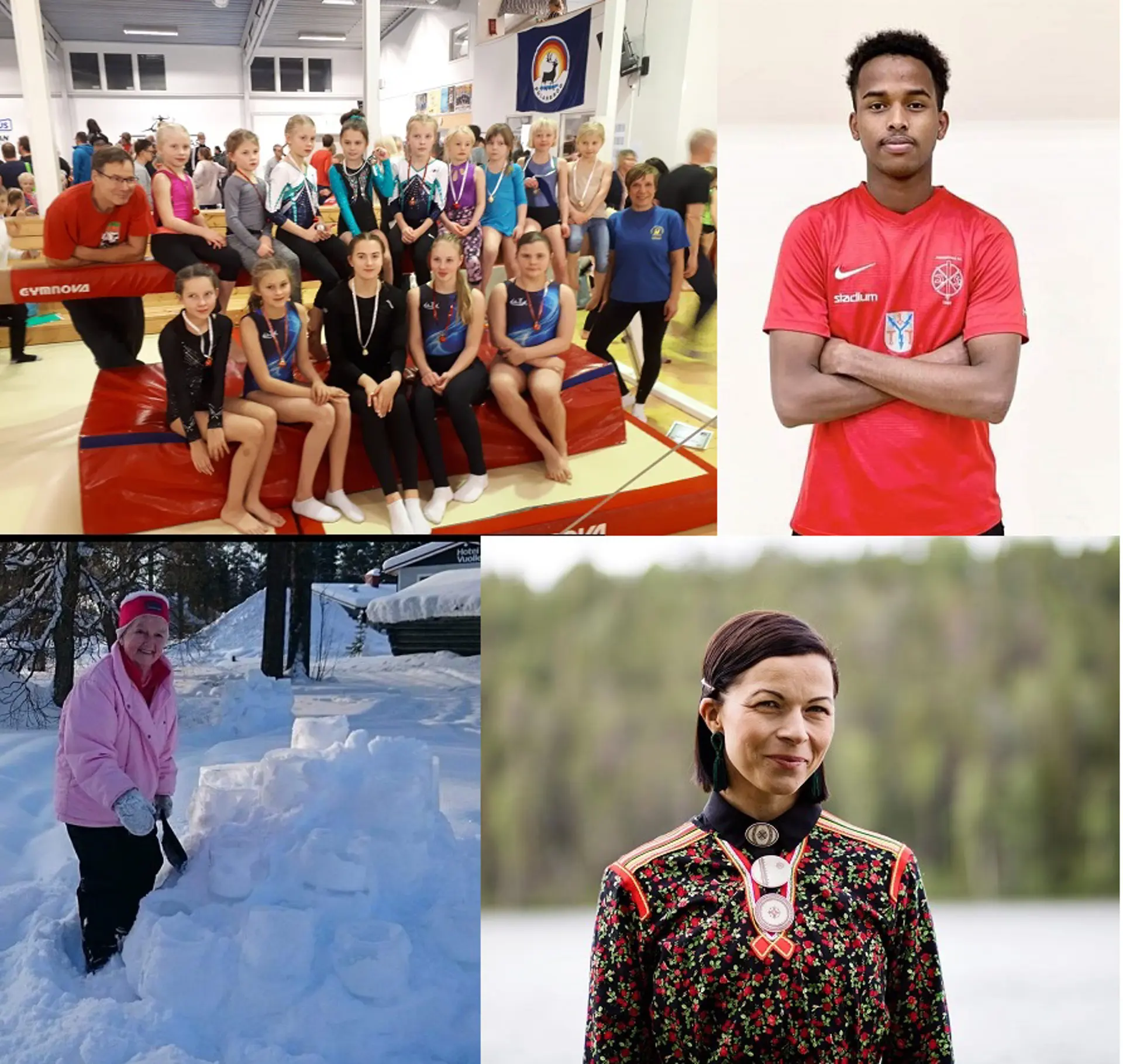 Bilder av Polcirkelgymnasterna, Marwaan Mustafa Mohameed, Nancy Larsson och Elin Anna Labba