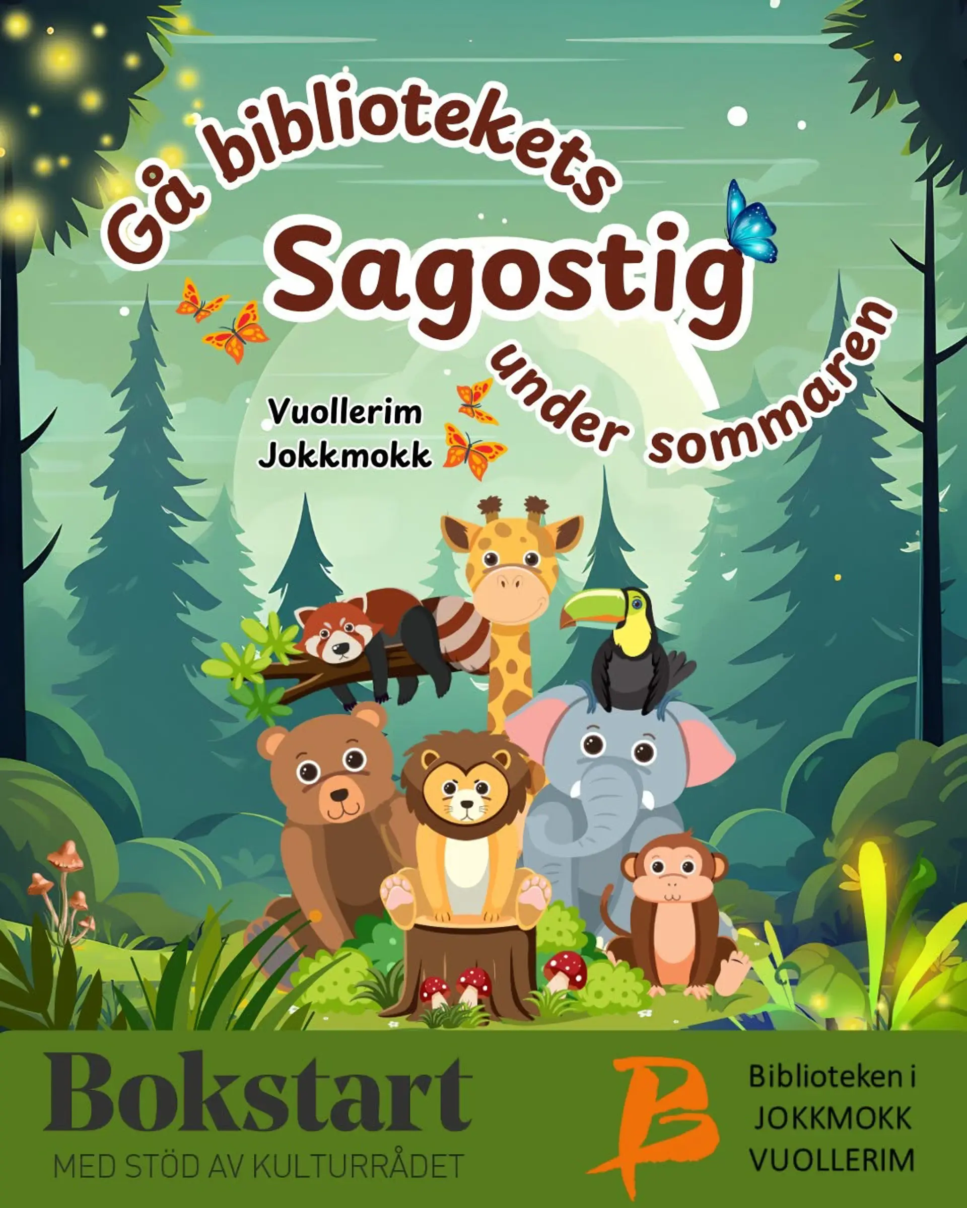 Affisch - Gå bibliotekets sagostig sommaren 2026