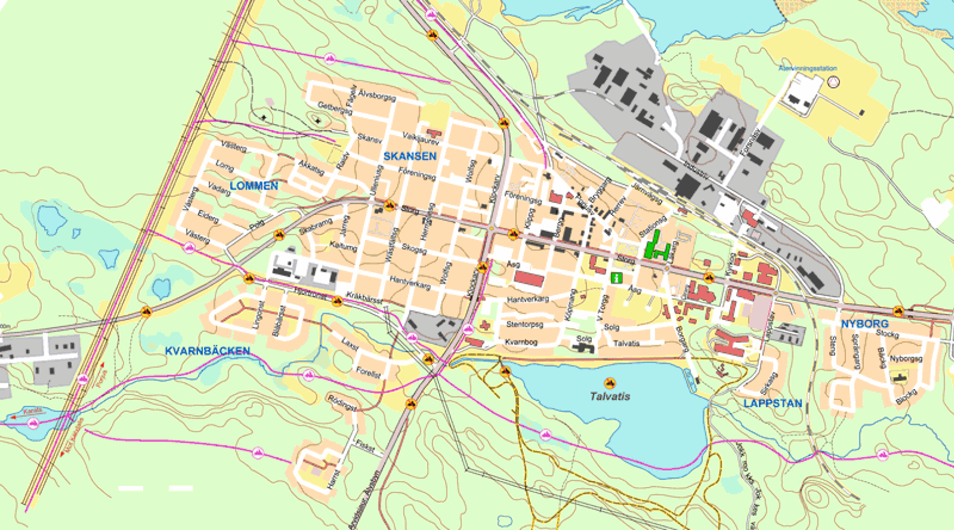 Karta skoterleder Jokkmokks tätort