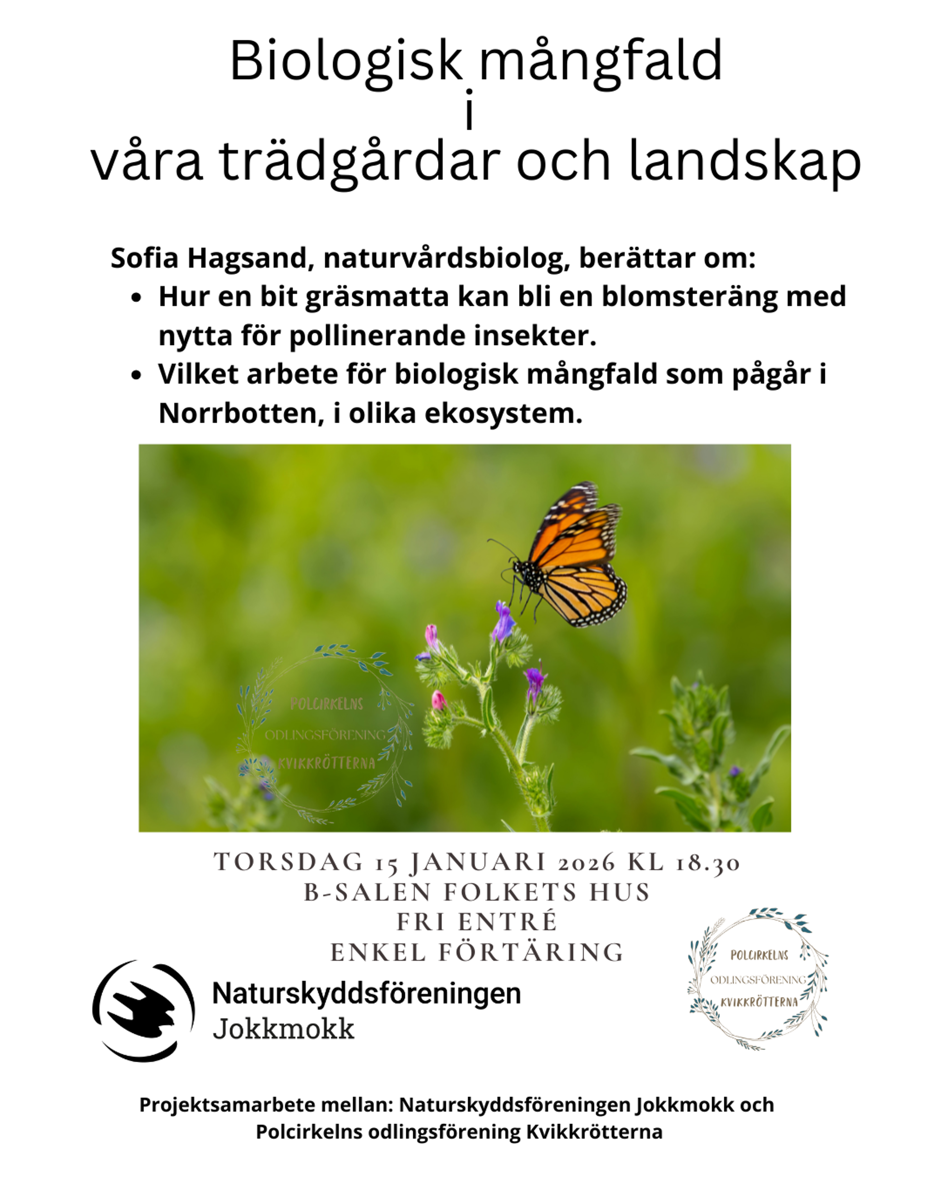 Affisch för föreläsning med Sofia Hagsand