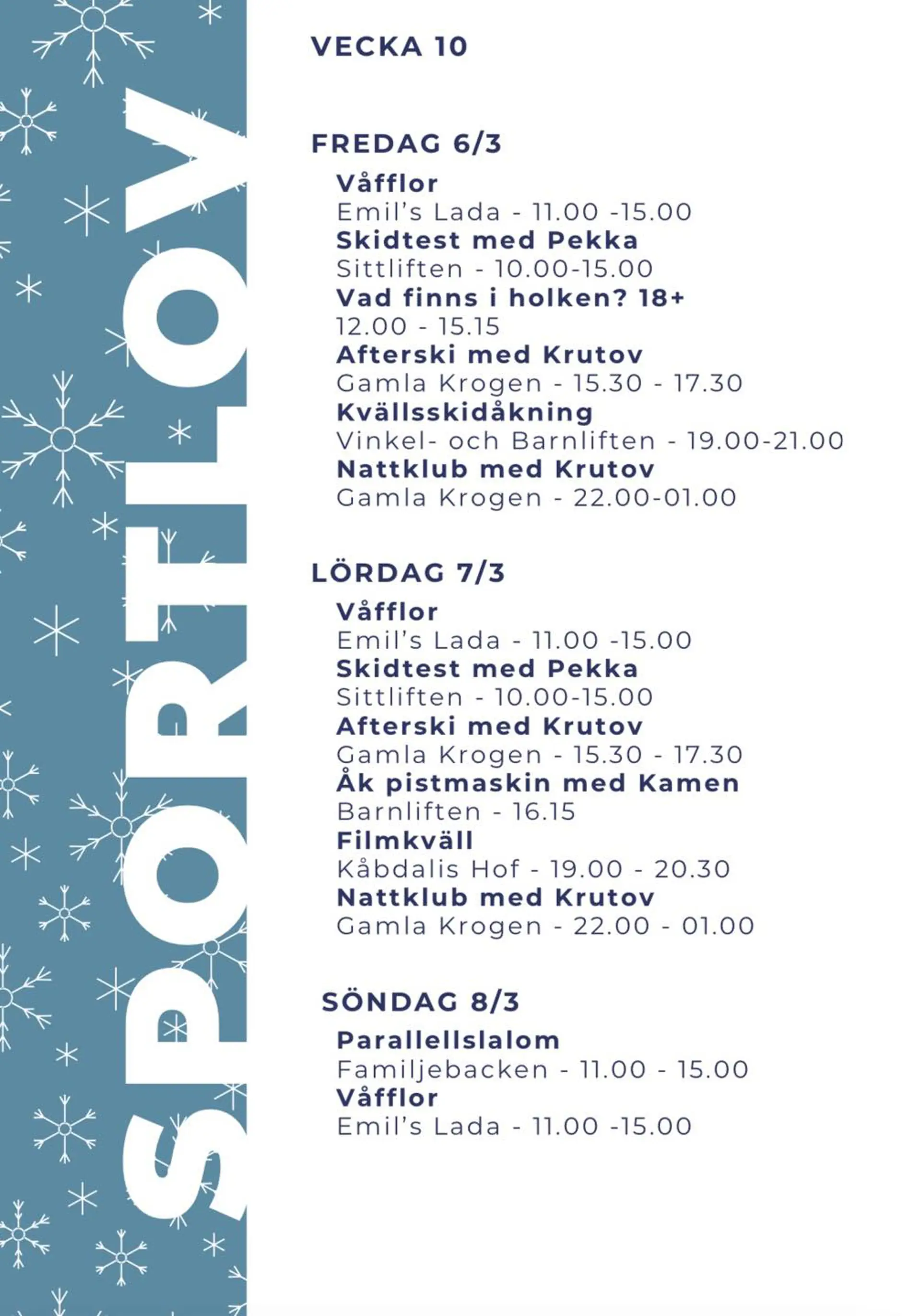 Program sid 2 för vecka 10