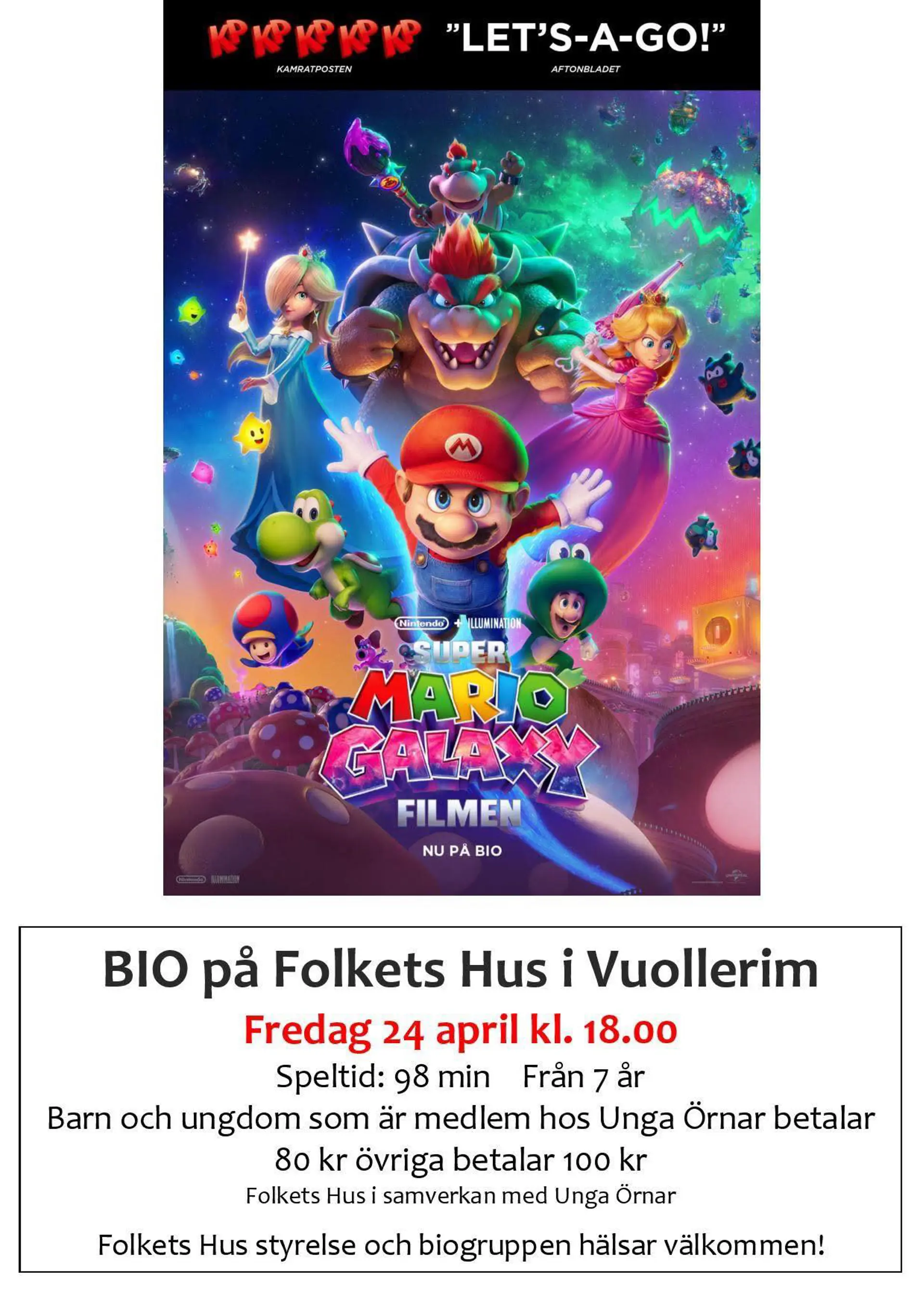 Affisch för Super Mariofilmen i Vuollerim