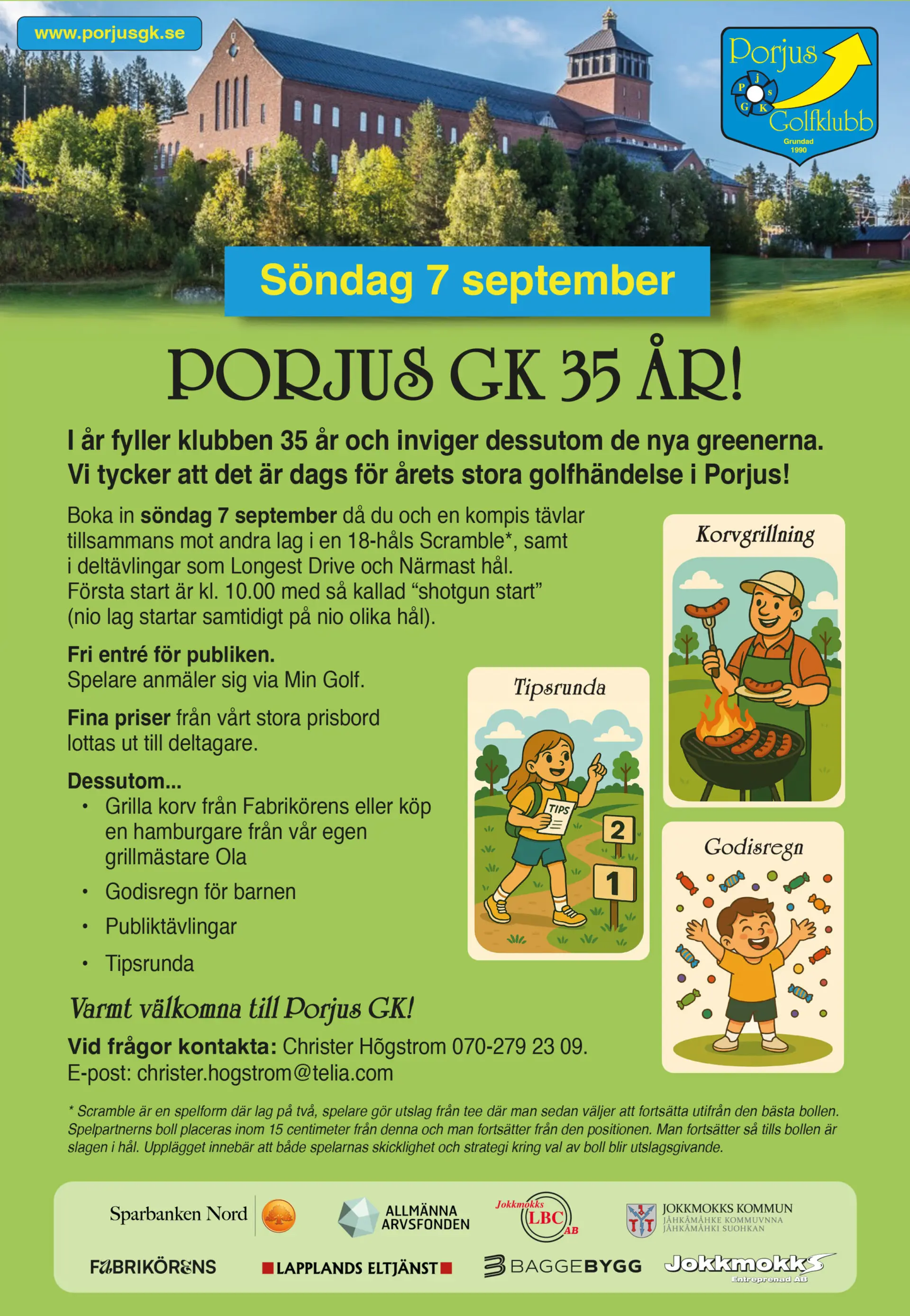 Annons om Porjus GK:s 35-årsjubileum