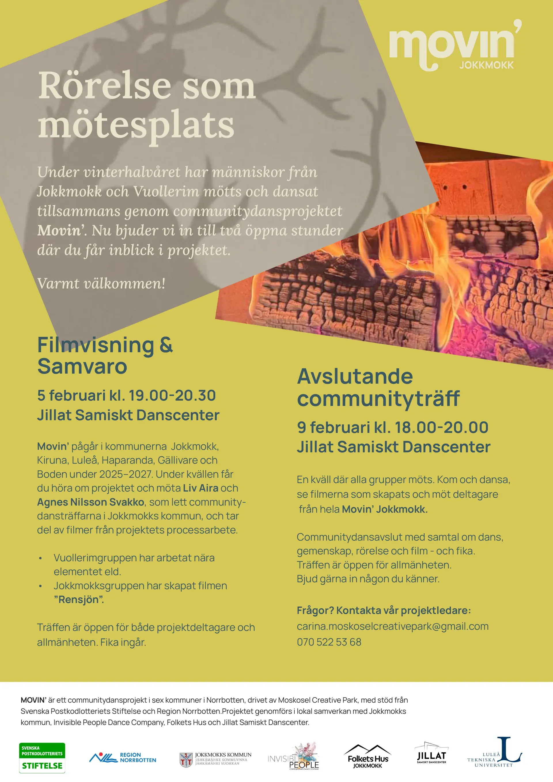 Affisch för avslutande träffar med Movin' den 5 och 9 februari 2026