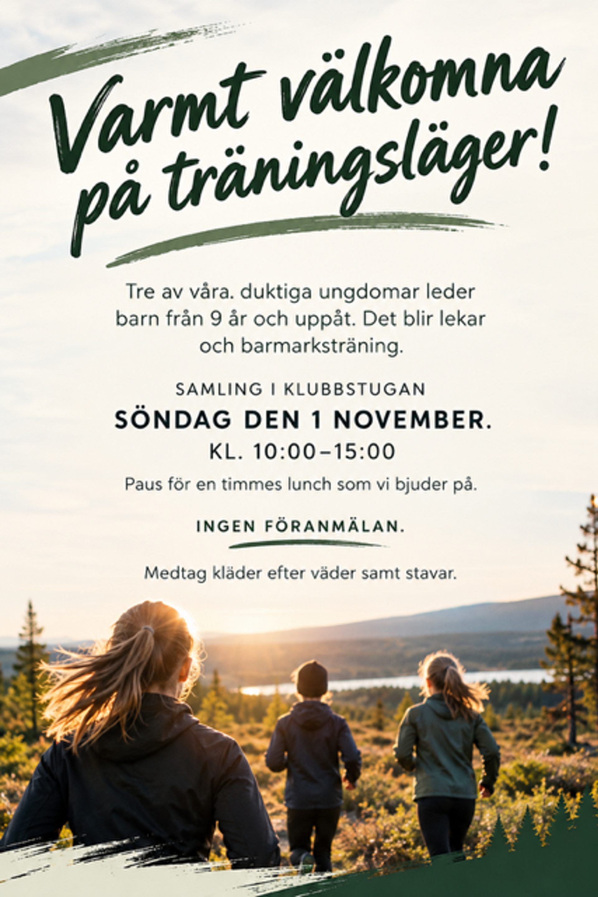 Affisch för träningsläger den 1 november med JSK