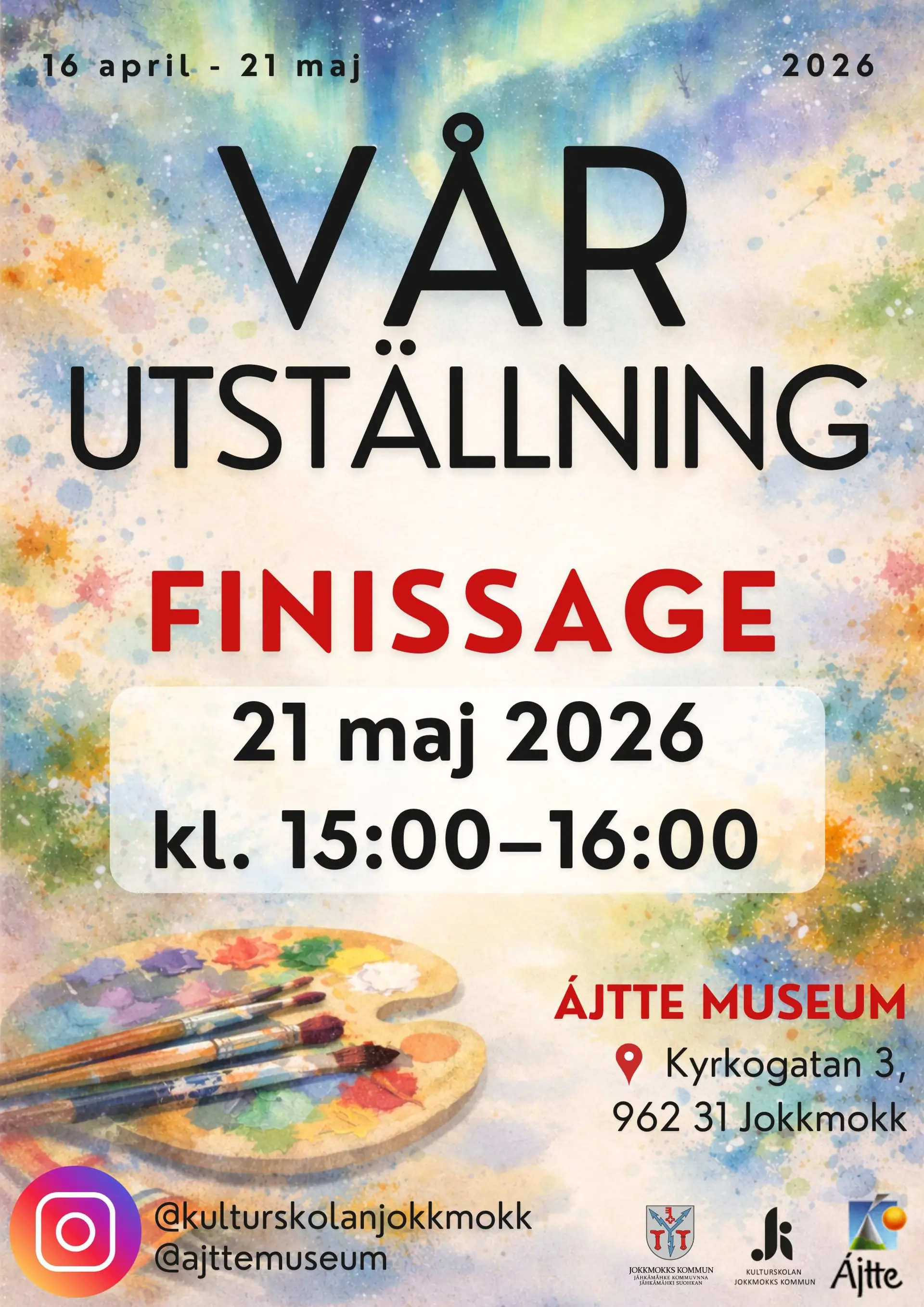 Affisch för Finissage för Kulturskolans vårutställning