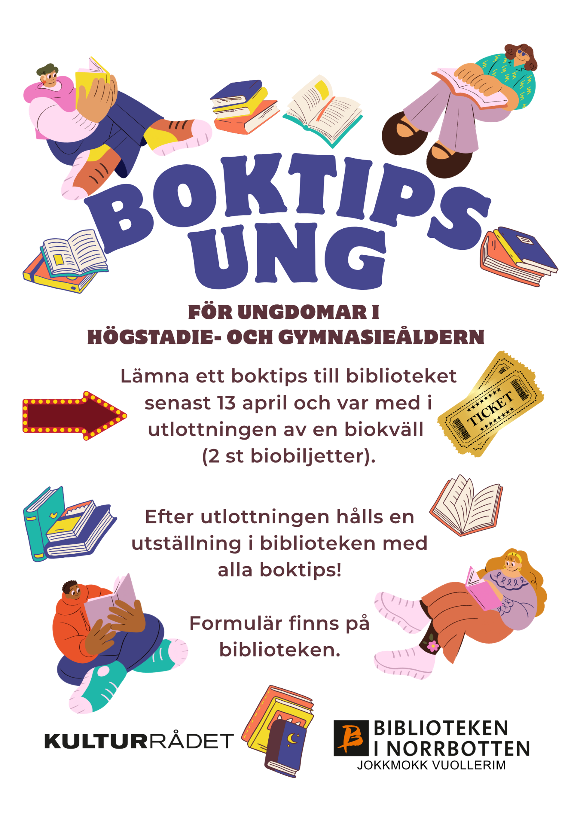 Affisch om Boktips Ung-tävlingen