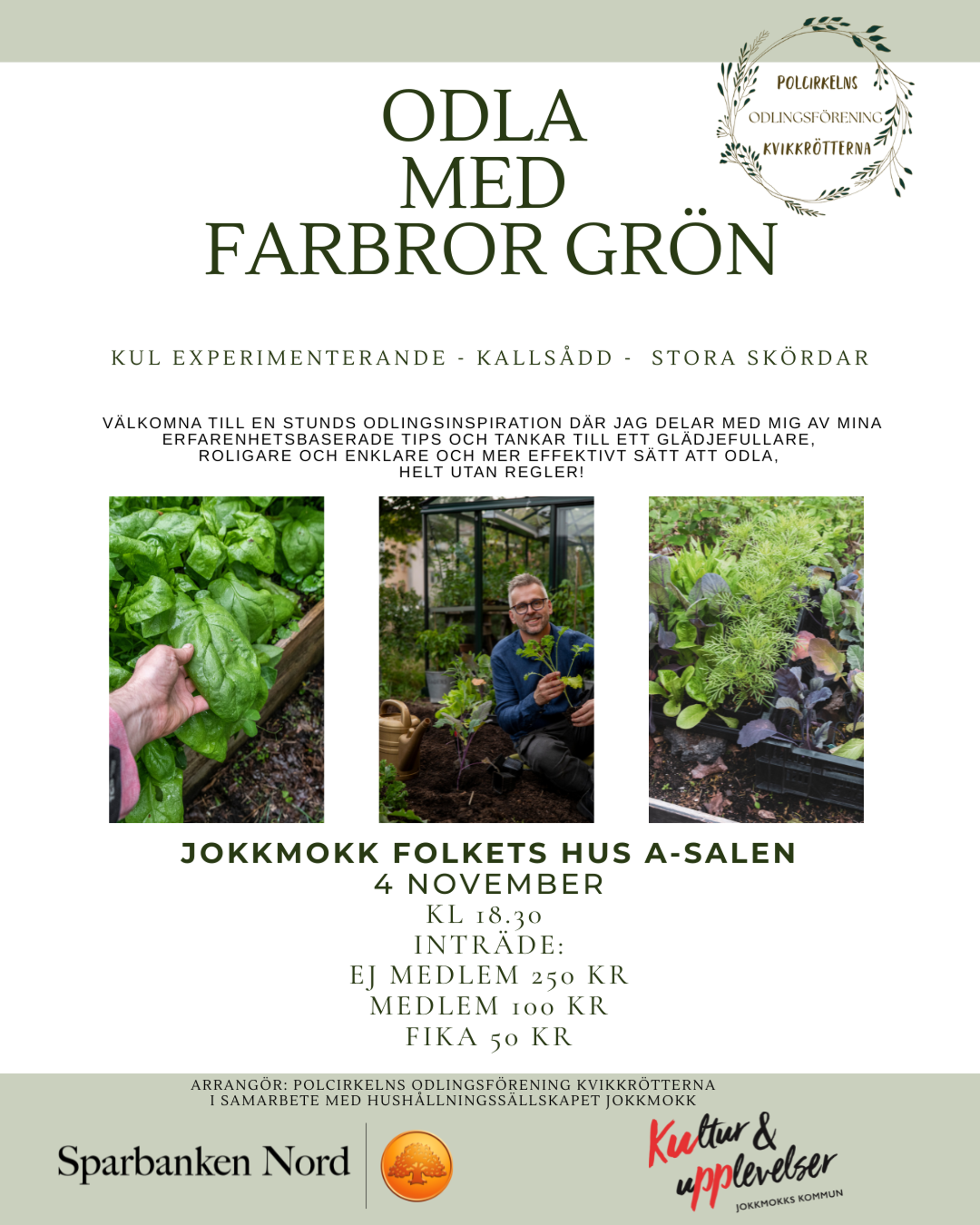 Affisch för föreläsningen med Farbror Grön