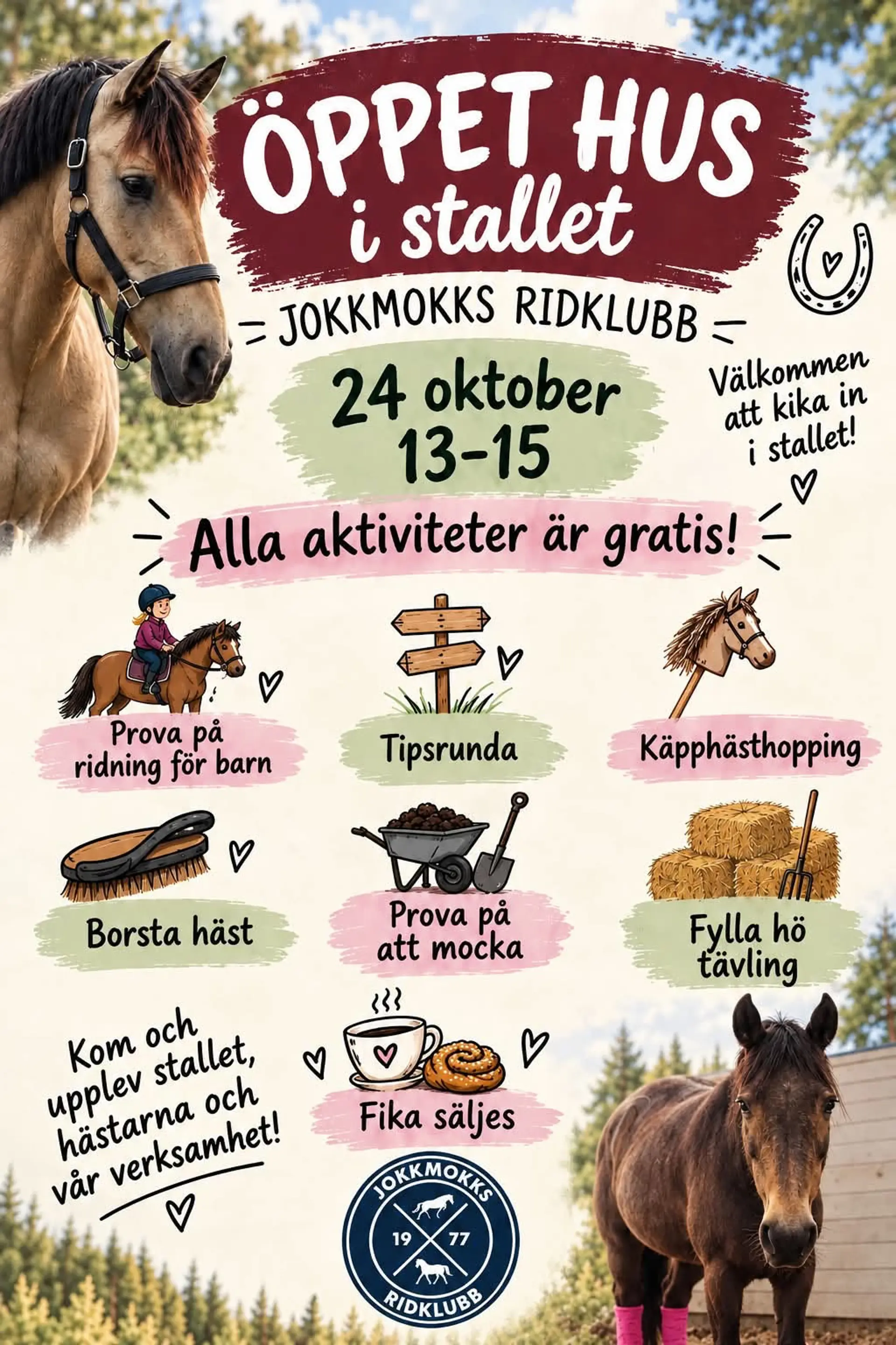Affisch för Öppet Hus på stallet