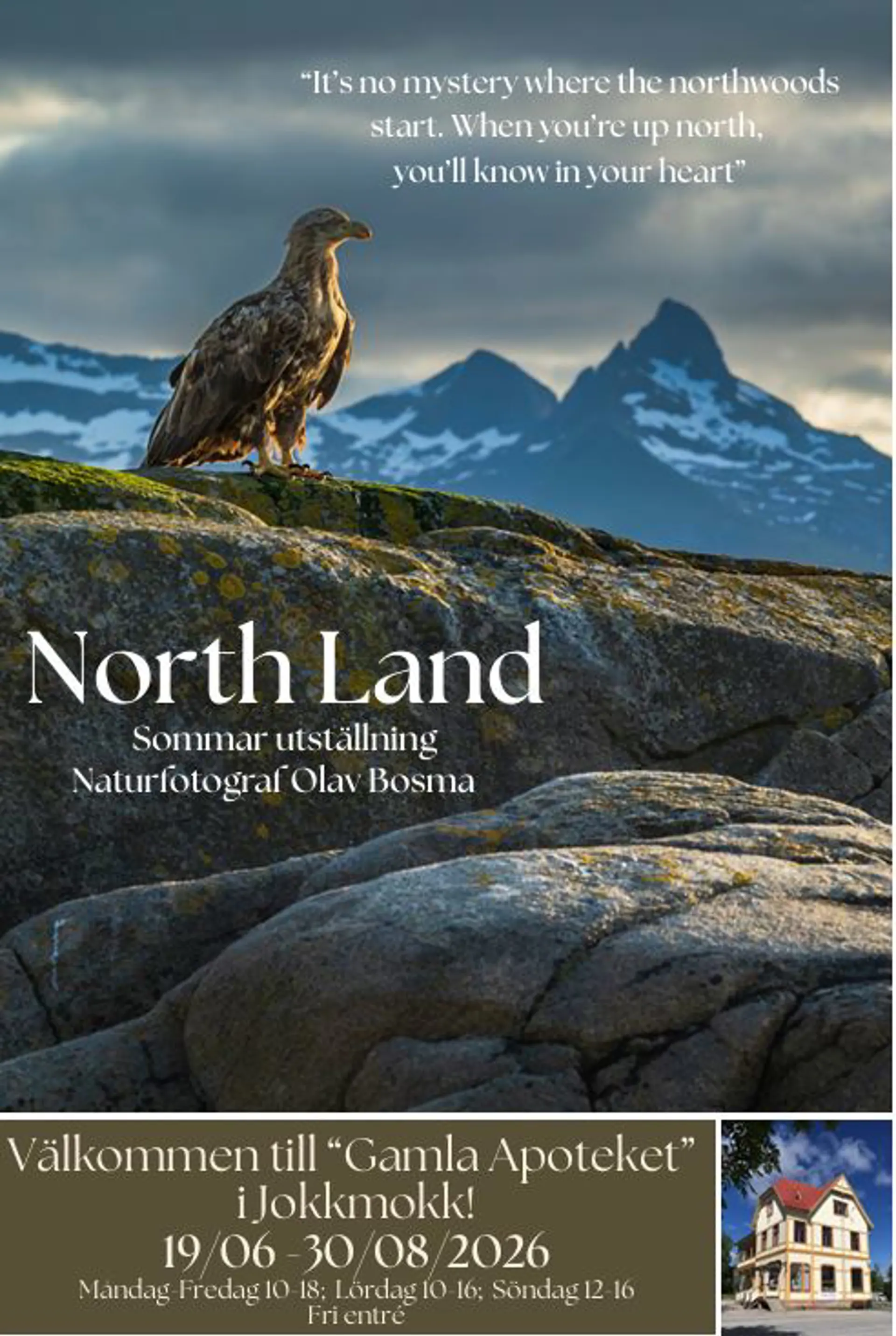 Affisch för North Land - fotoutställning på Gamla Apoteket