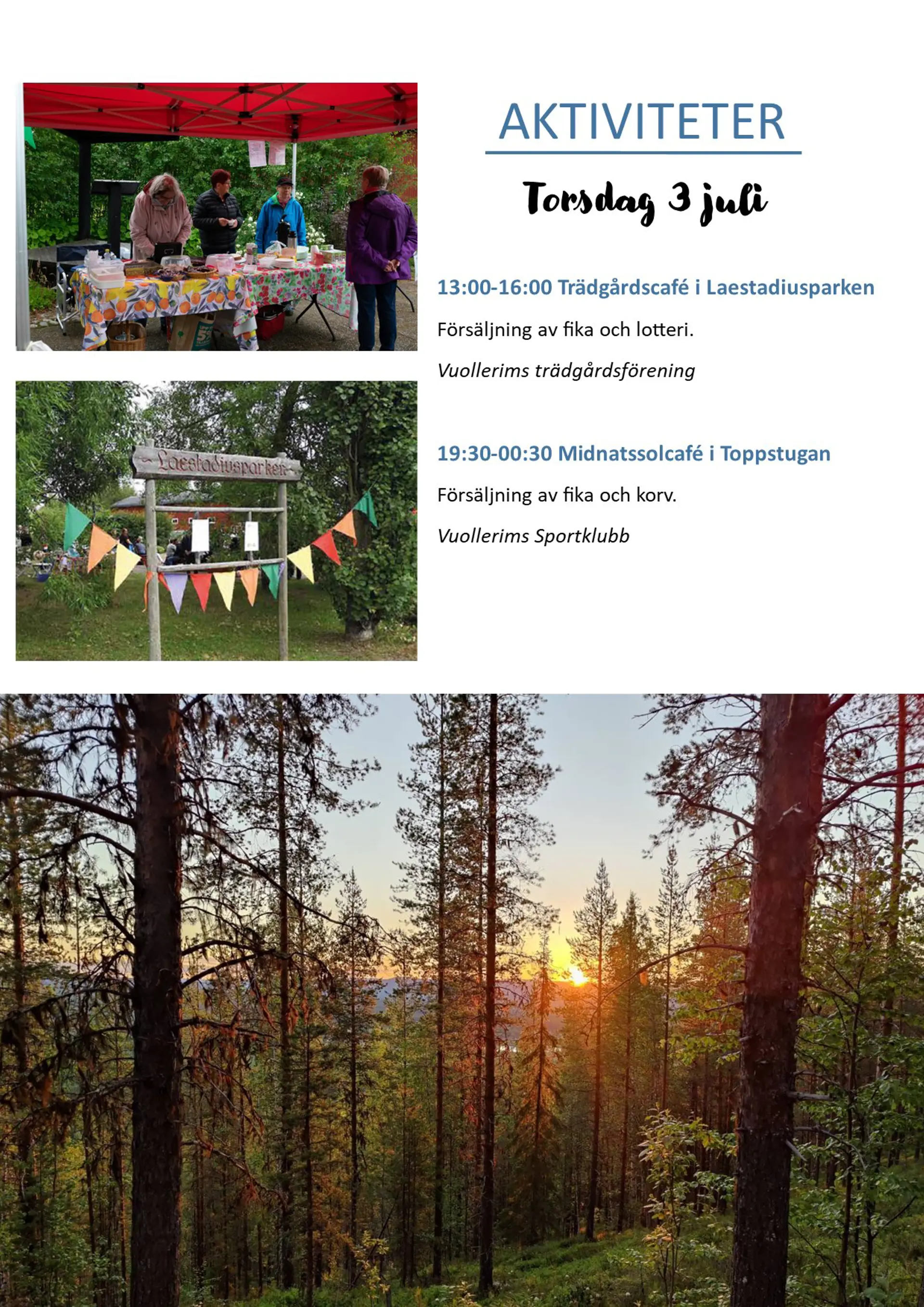 Program för torsdag 3 juli 2025