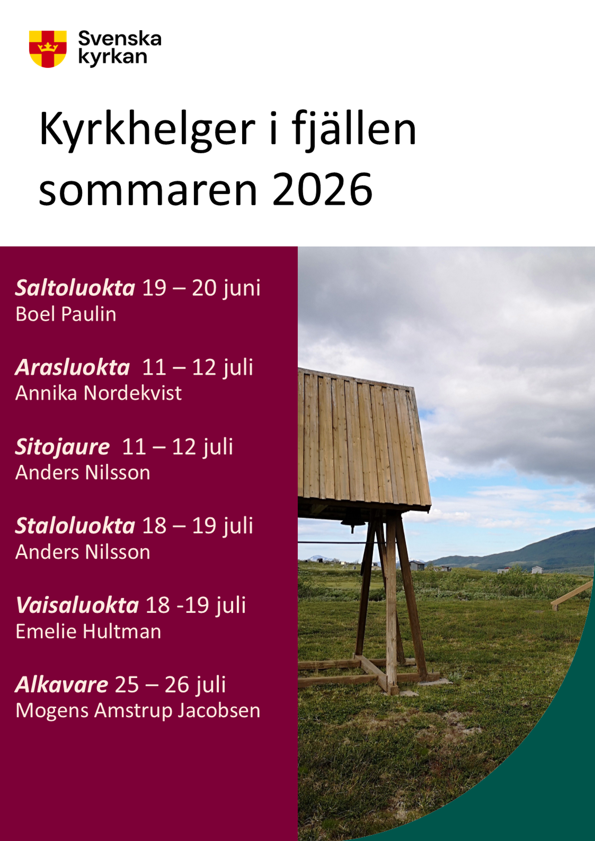Församlingens kyrkhelger i fjällen 2026
