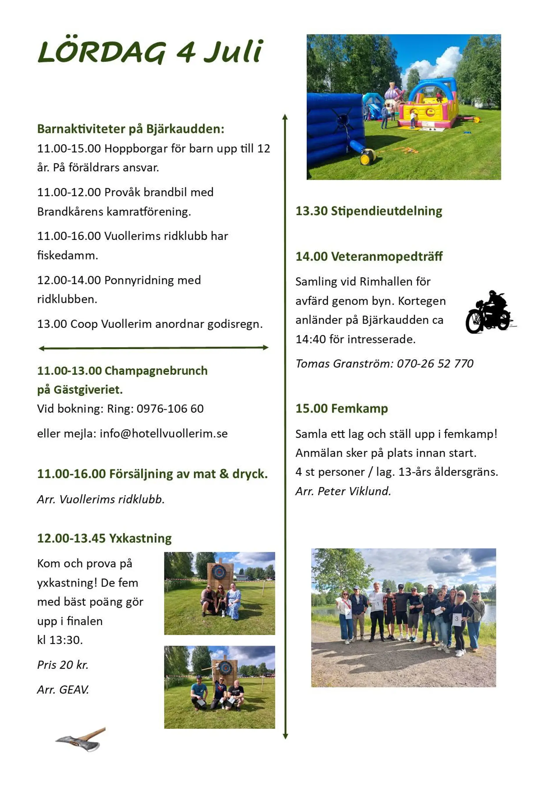 Program del 1 för lördag 4 juli
