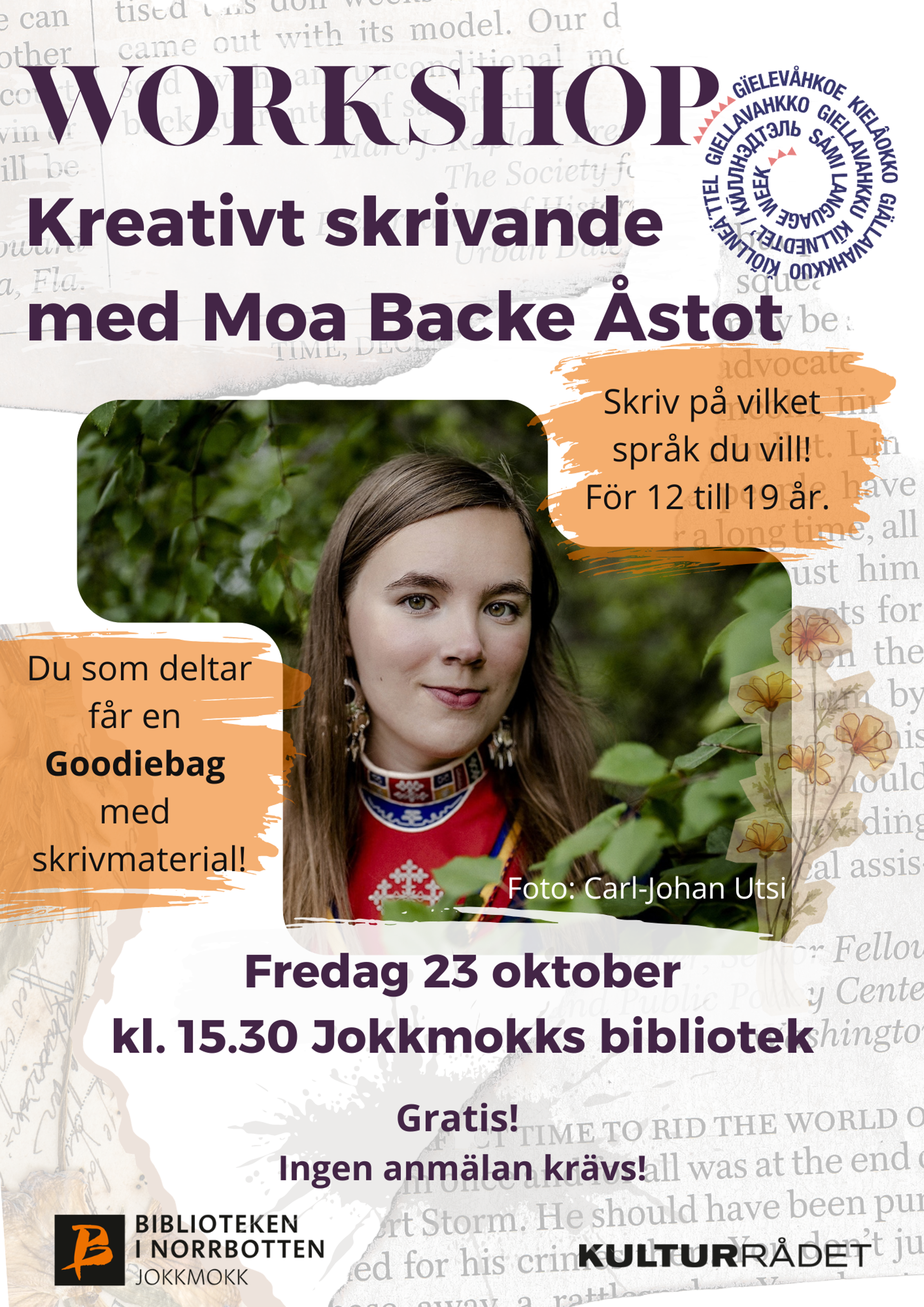 Affisch workshop med Moa Backe Åstot