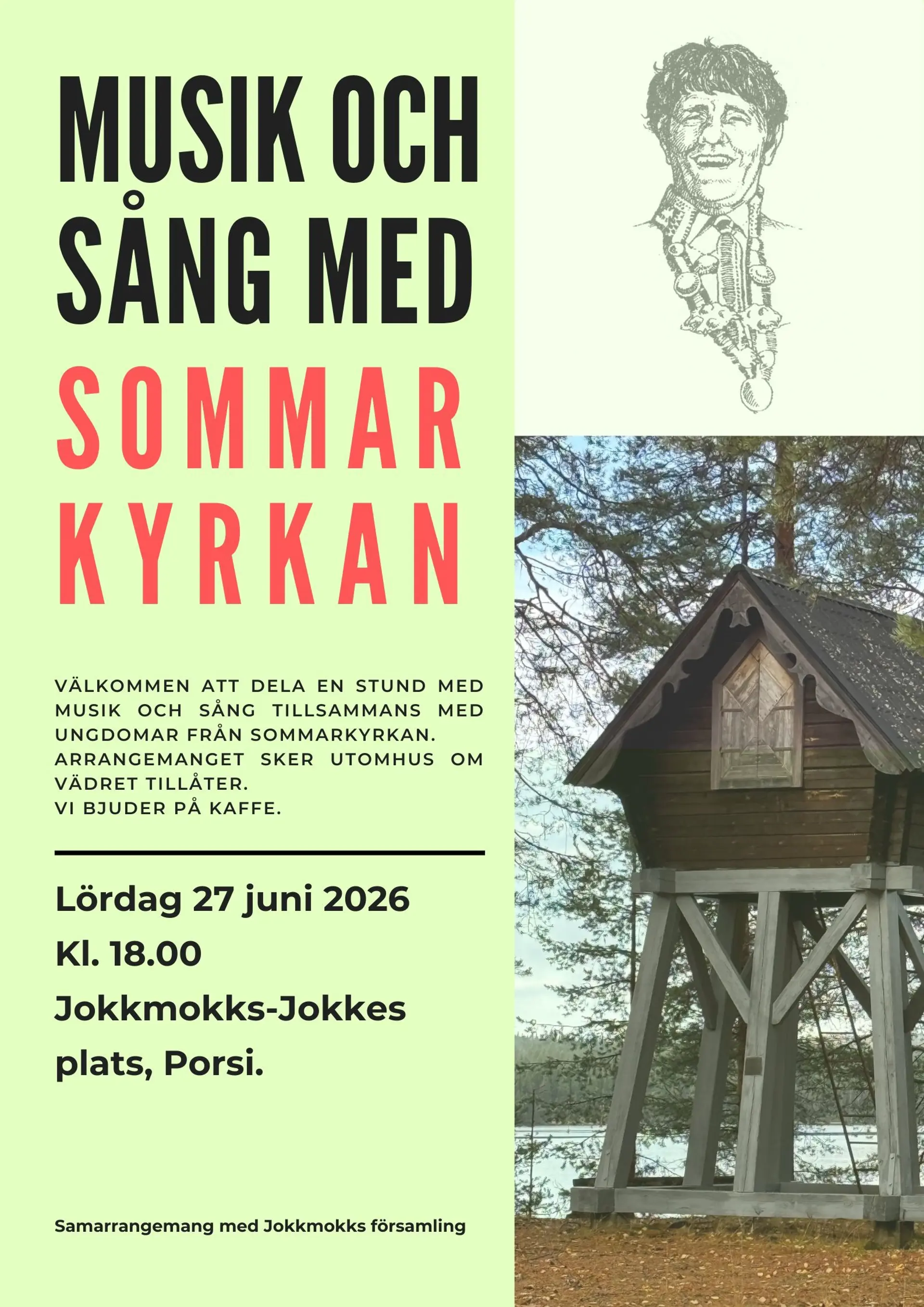 Affisch för Sommarkyrkan i Porsi den 27 juni 2026