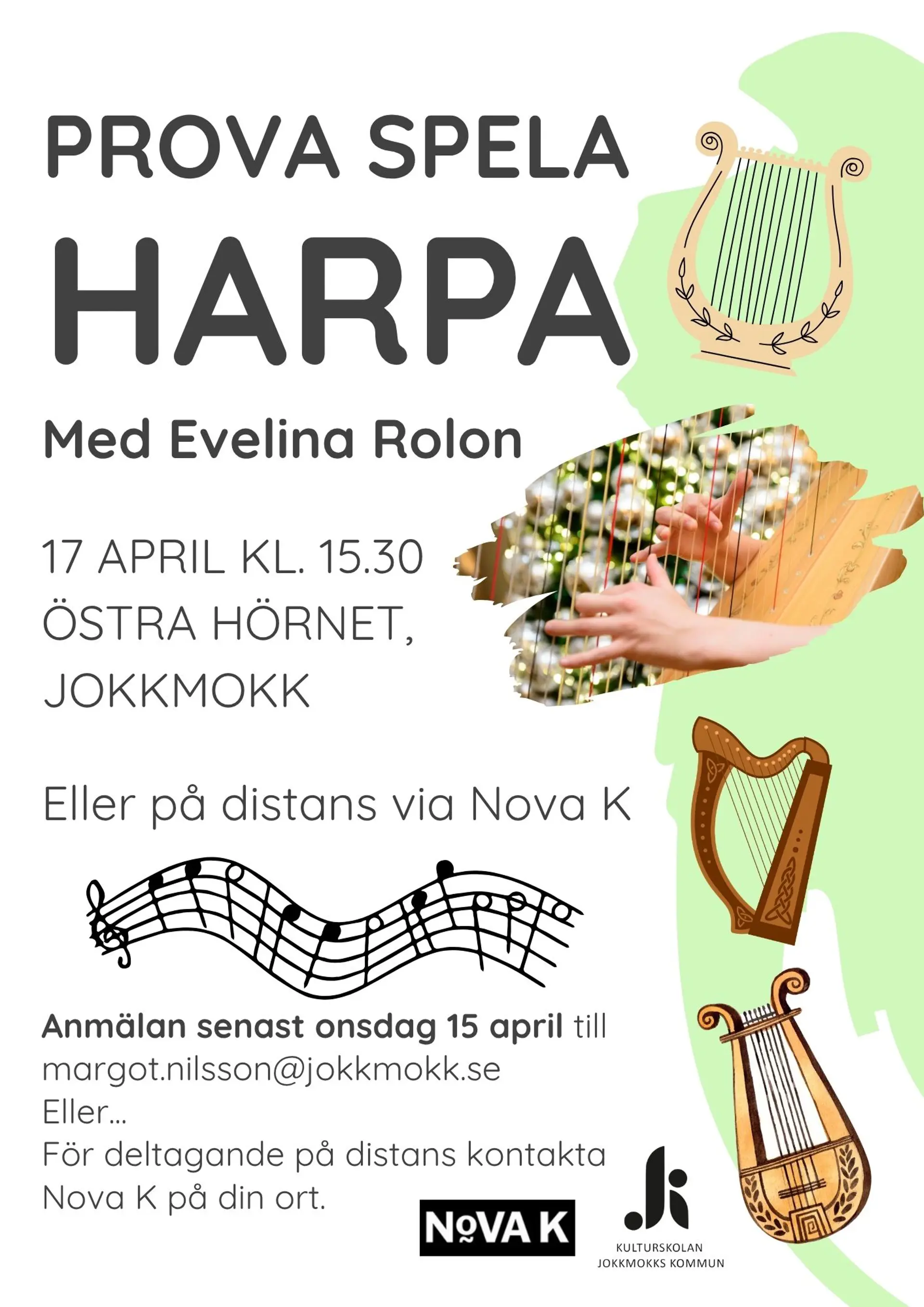 Affisch för prova på harpa